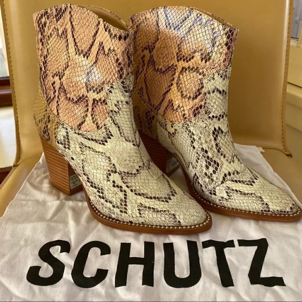 Schutz HAVEN snake cowboy boots